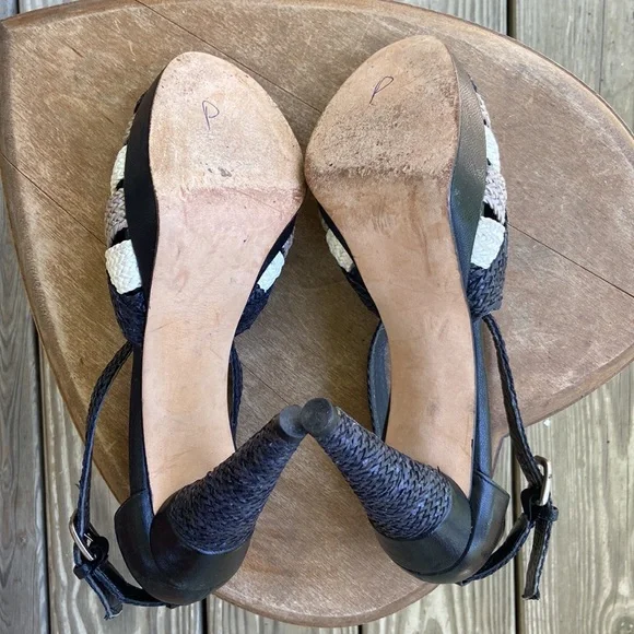 Rare! Stuart Weitzman Smooth + Woven Leather Stiletto Sandals Women's Size 9.5 - Picture 9 of 15